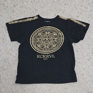 Rock Revival Metallic Gold On Black T-Shirt
